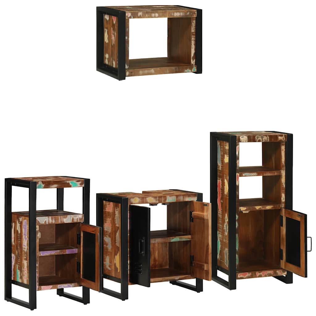 Badkamermeubelset met lade 4 pcs Massief Gerecycled Hout is nu te koop bij PeponiXL, paradijselijk wonen!