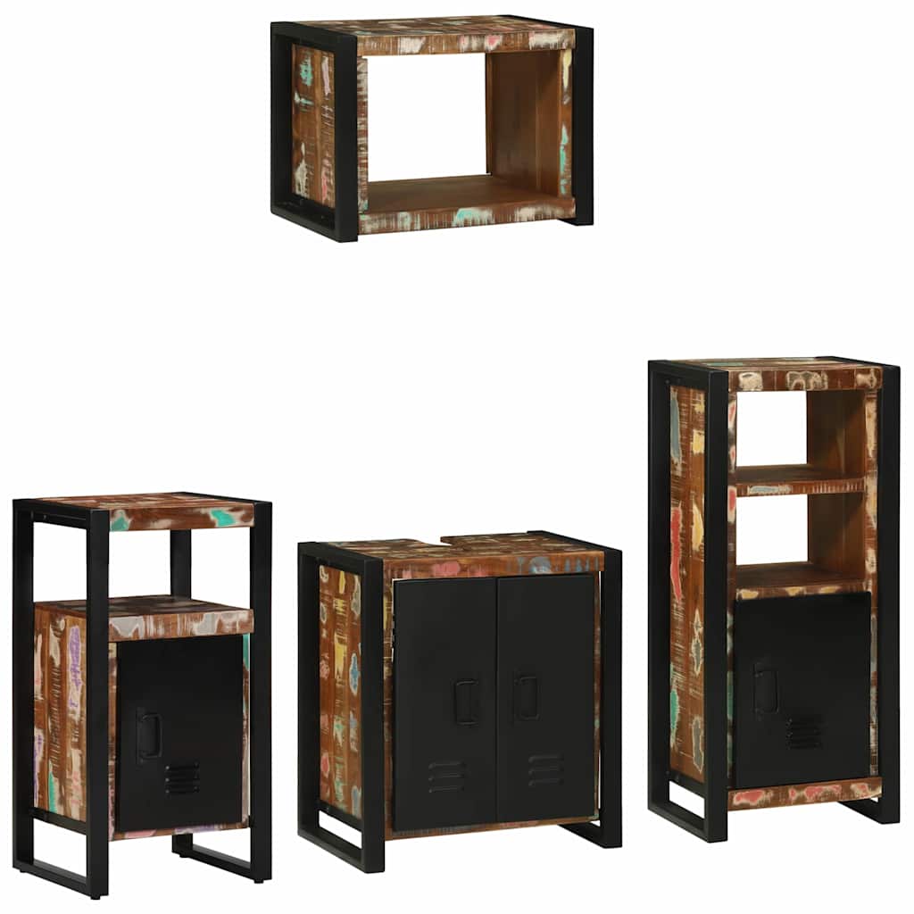 Badkamermeubelset met lade 4 pcs Massief Gerecycled Hout is nu te koop bij PeponiXL, paradijselijk wonen!