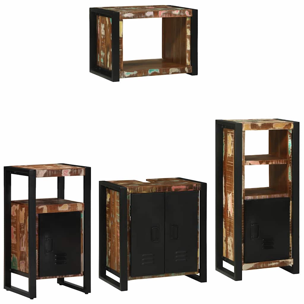 Badkamermeubelset met lade 4 pcs Massief Gerecycled Hout is nu te koop bij PeponiXL, paradijselijk wonen!