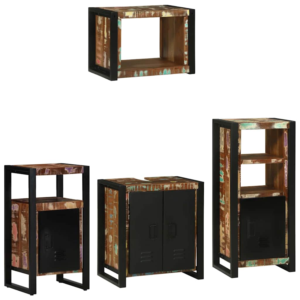 Badkamermeubelset met lade 4 pcs Massief Gerecycled Hout is nu te koop bij PeponiXL, paradijselijk wonen!