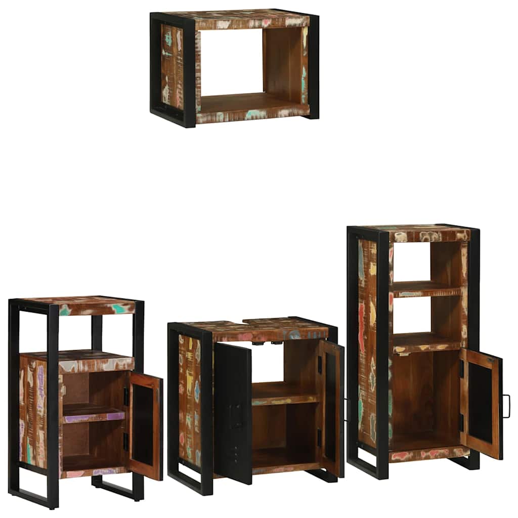 Badkamermeubelset met lade 4 pcs Massief Gerecycled Hout is nu te koop bij PeponiXL, paradijselijk wonen!