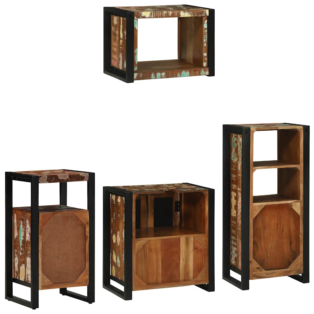 Badkamermeubelset met lade 4 pcs Massief Gerecycled Hout is nu te koop bij PeponiXL, paradijselijk wonen!