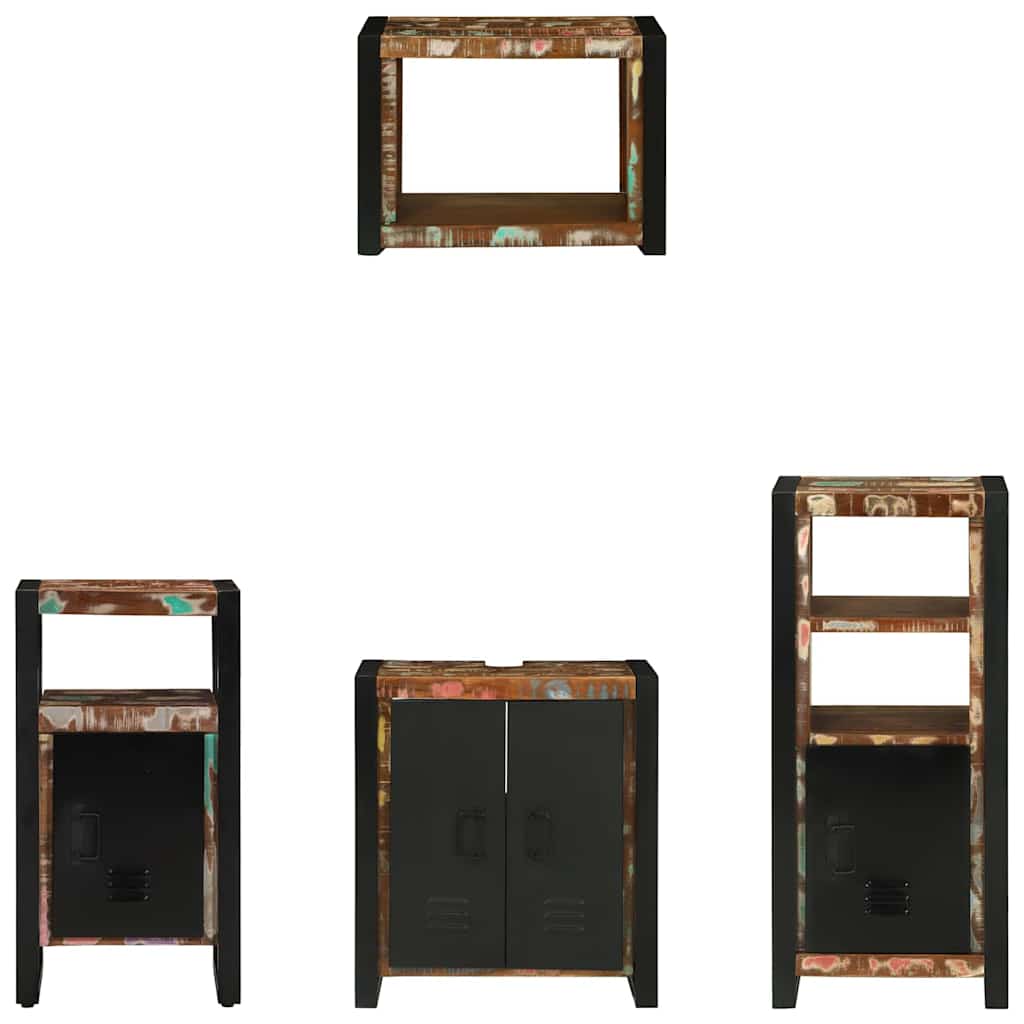 Badkamermeubelset met lade 4 pcs Massief Gerecycled Hout is nu te koop bij PeponiXL, paradijselijk wonen!
