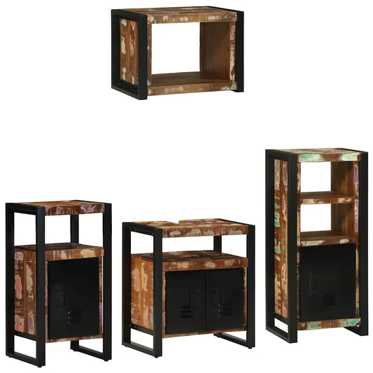 Badkamermeubelset met lade 4 pcs Massief Gerecycled Hout is nu te koop bij PeponiXL, paradijselijk wonen!