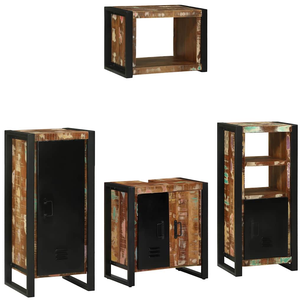 Badkamermeubelset met lade 4 pcs Massief Gerecycled Hout is nu te koop bij PeponiXL, paradijselijk wonen!