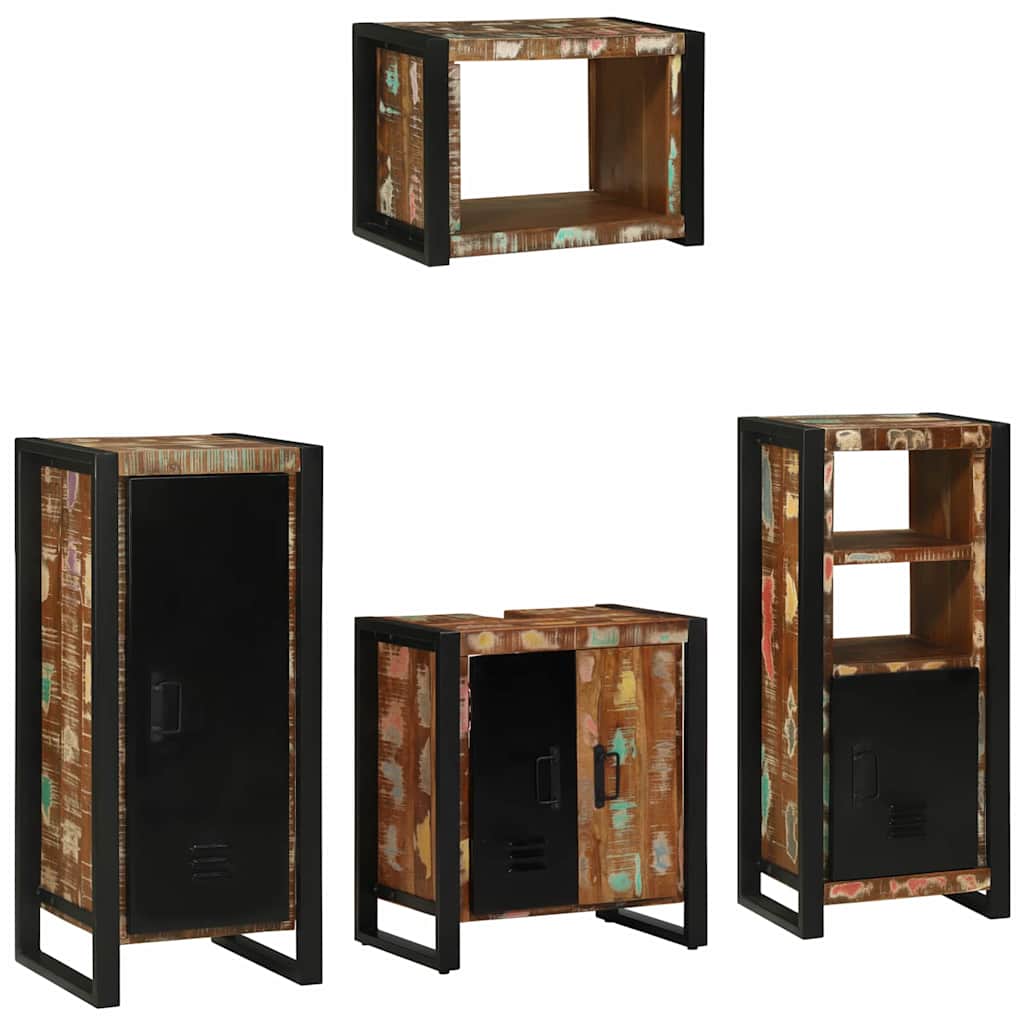 Badkamermeubelset met lade 4 pcs Massief Gerecycled Hout is nu te koop bij PeponiXL, paradijselijk wonen!