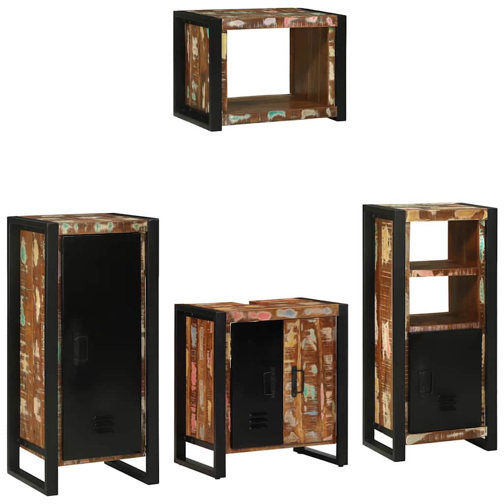 Badkamermeubelset met lade 4 pcs Massief Gerecycled Hout is nu te koop bij PeponiXL, paradijselijk wonen!