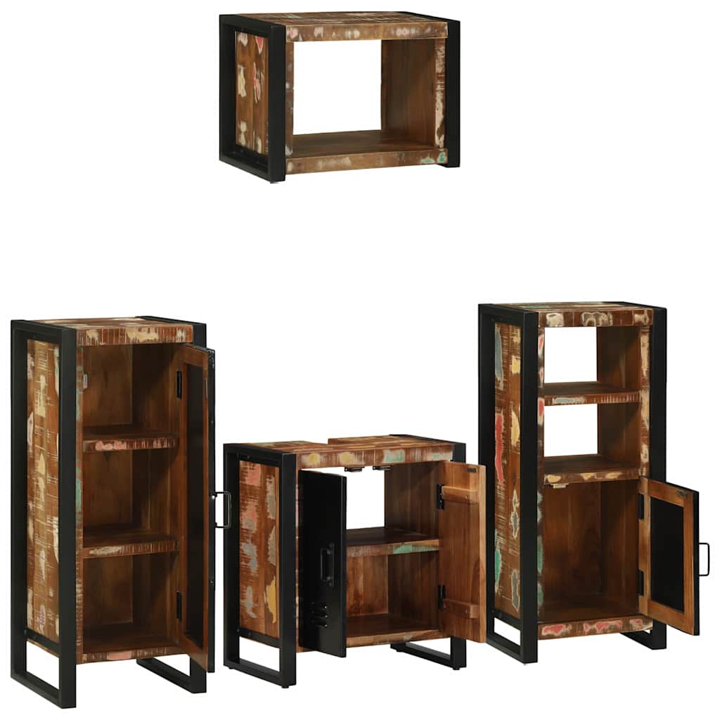Badkamermeubelset met lade 4 pcs Massief Gerecycled Hout is nu te koop bij PeponiXL, paradijselijk wonen!