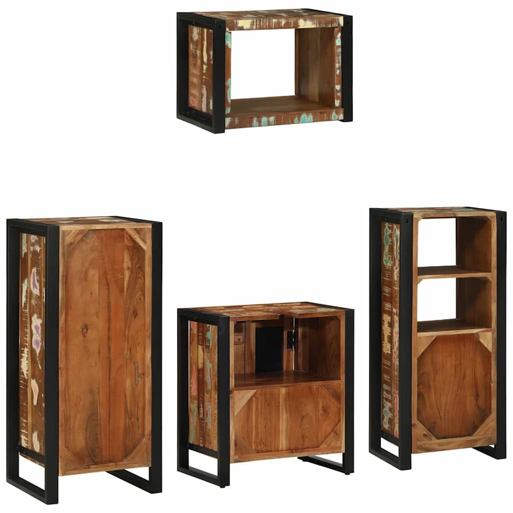 Badkamermeubelset met lade 4 pcs Massief Gerecycled Hout is nu te koop bij PeponiXL, paradijselijk wonen!