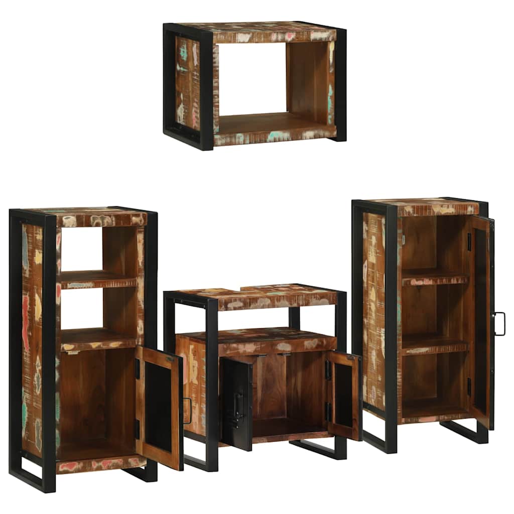 Badkamermeubelset 4 pcs Multikleur Massief gerecycled hout is nu te koop bij PeponiXL, paradijselijk wonen!