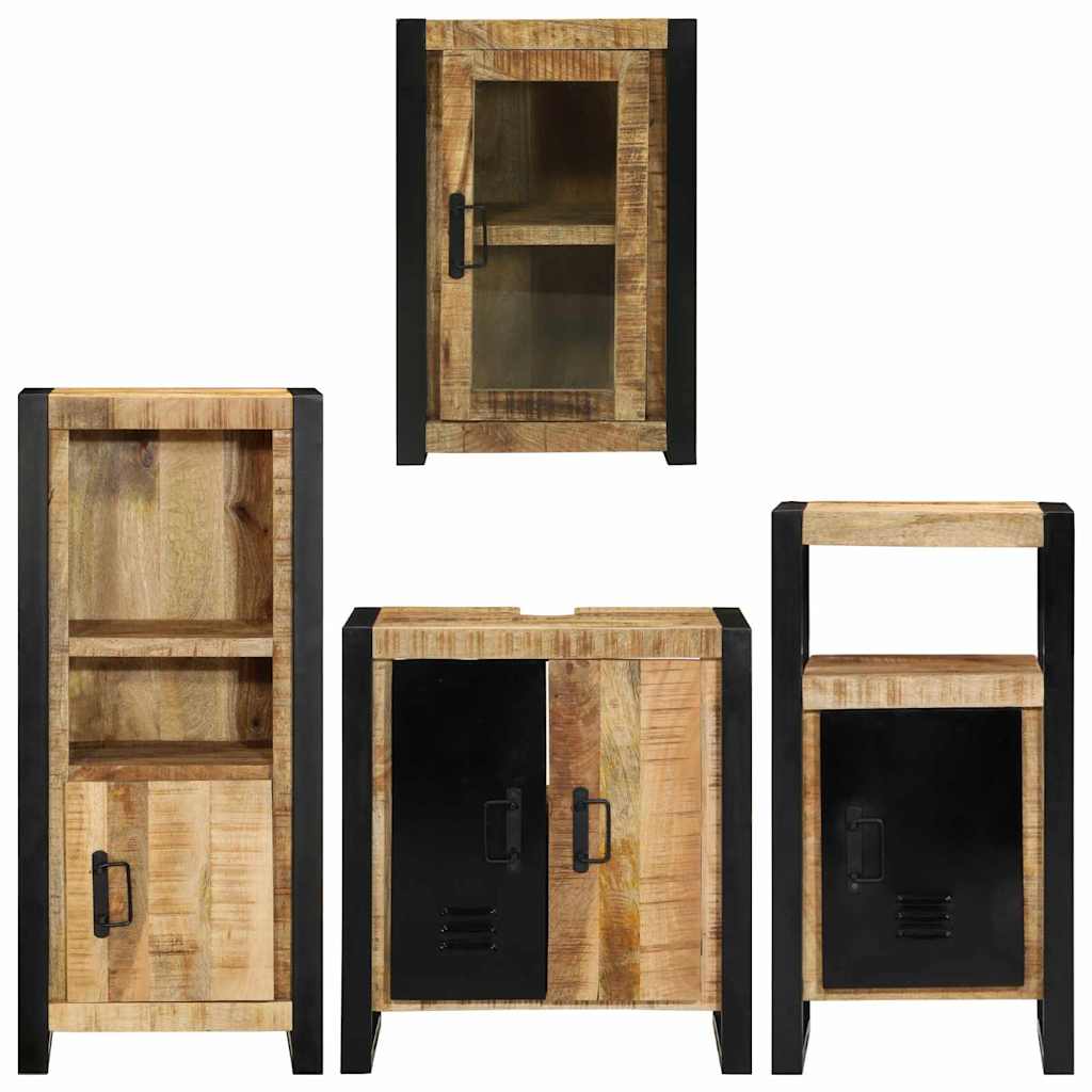 Badkamermeubelset met plank 4 pcs Bruin Massief Mango Hout is nu te koop bij PeponiXL, paradijselijk wonen!
