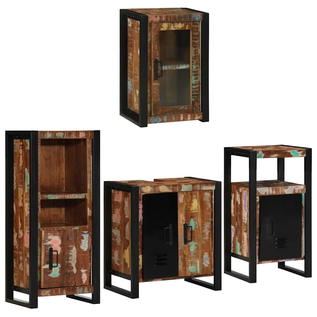 Badkamermeubelset 4 pcs Multikleur Massief gerecycled hout is nu te koop bij PeponiXL, paradijselijk wonen!