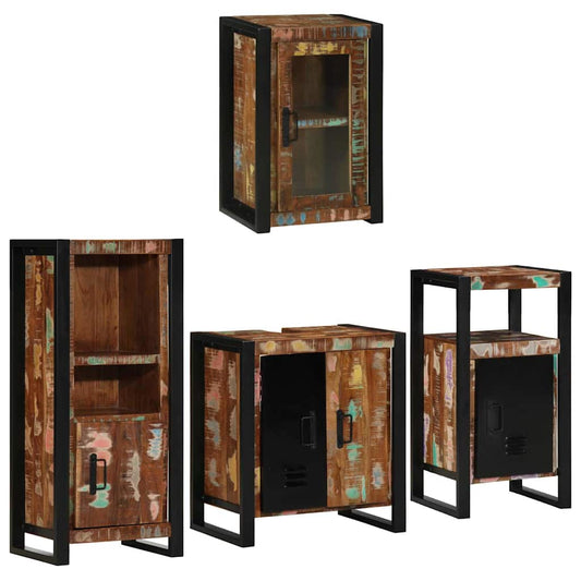 Badkamermeubelset 4 pcs Multikleur Massief gerecycled hout is nu te koop bij PeponiXL, paradijselijk wonen!