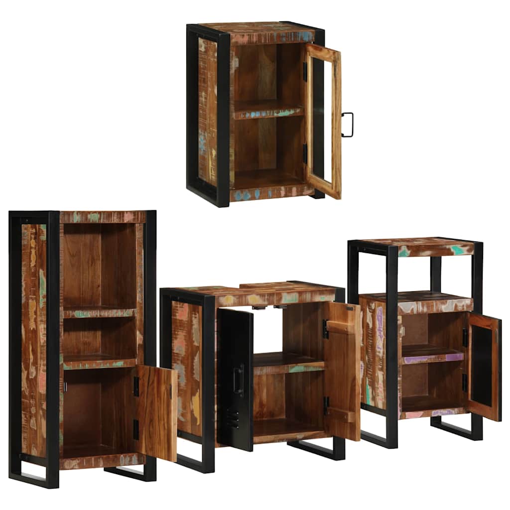 Badkamermeubelset 4 pcs Multikleur Massief gerecycled hout is nu te koop bij PeponiXL, paradijselijk wonen!
