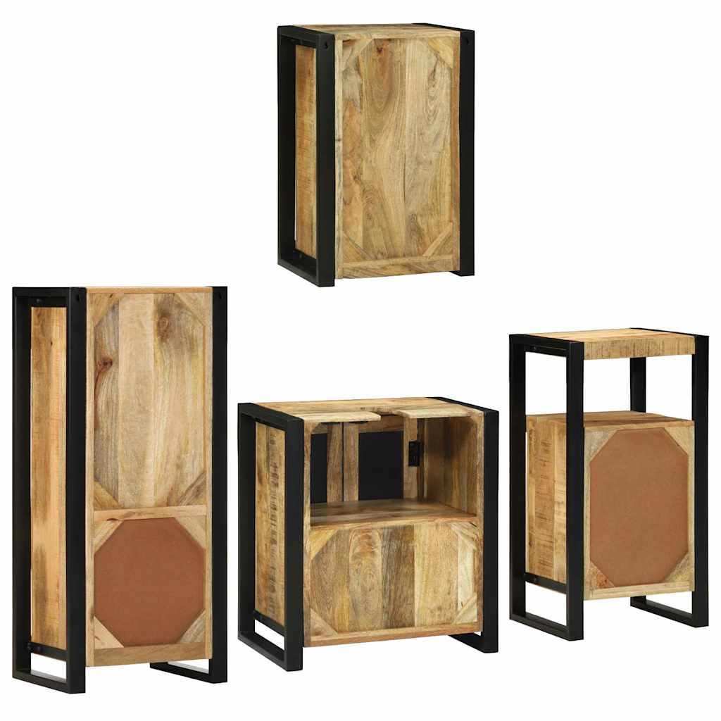 Badkamermeubelset met plank 4 pcs Bruin Massief Mango Hout is nu te koop bij PeponiXL, paradijselijk wonen!