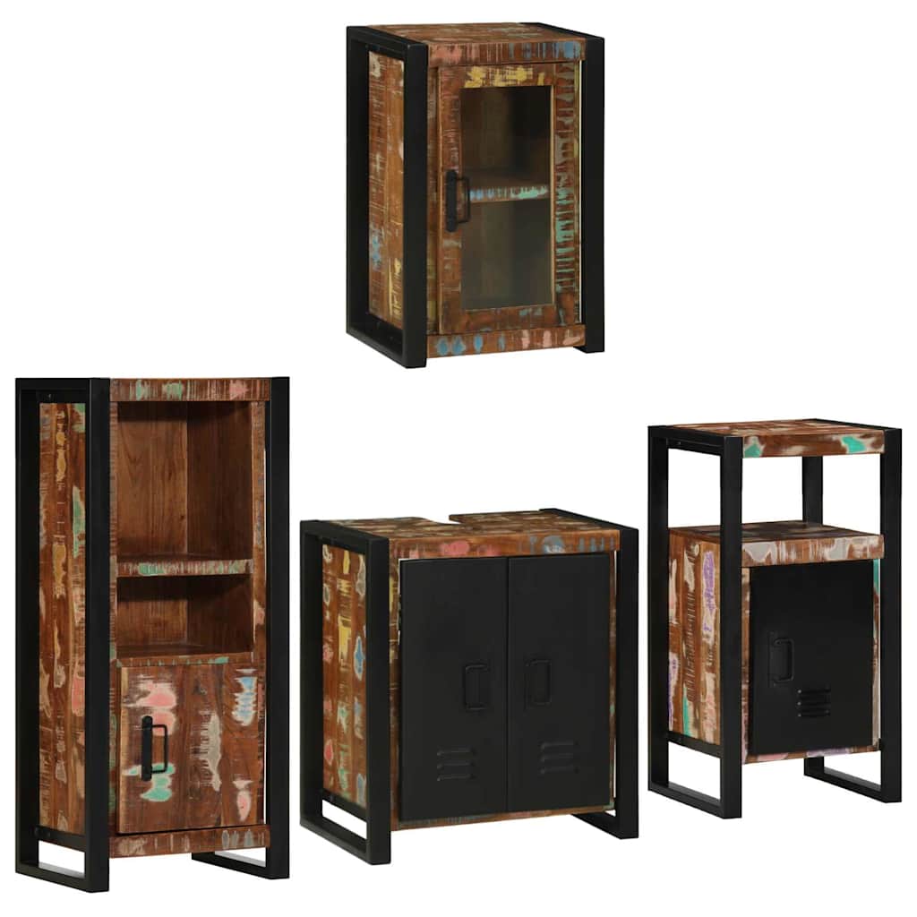 Badkamermeubelset 4 pcs Multikleur Massief gerecycled hout is nu te koop bij PeponiXL, paradijselijk wonen!