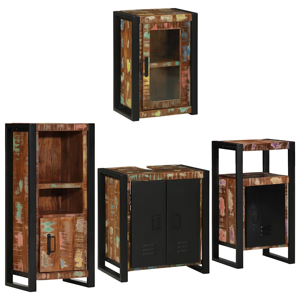 Badkamermeubelset 4 pcs Multikleur Massief gerecycled hout is nu te koop bij PeponiXL, paradijselijk wonen!