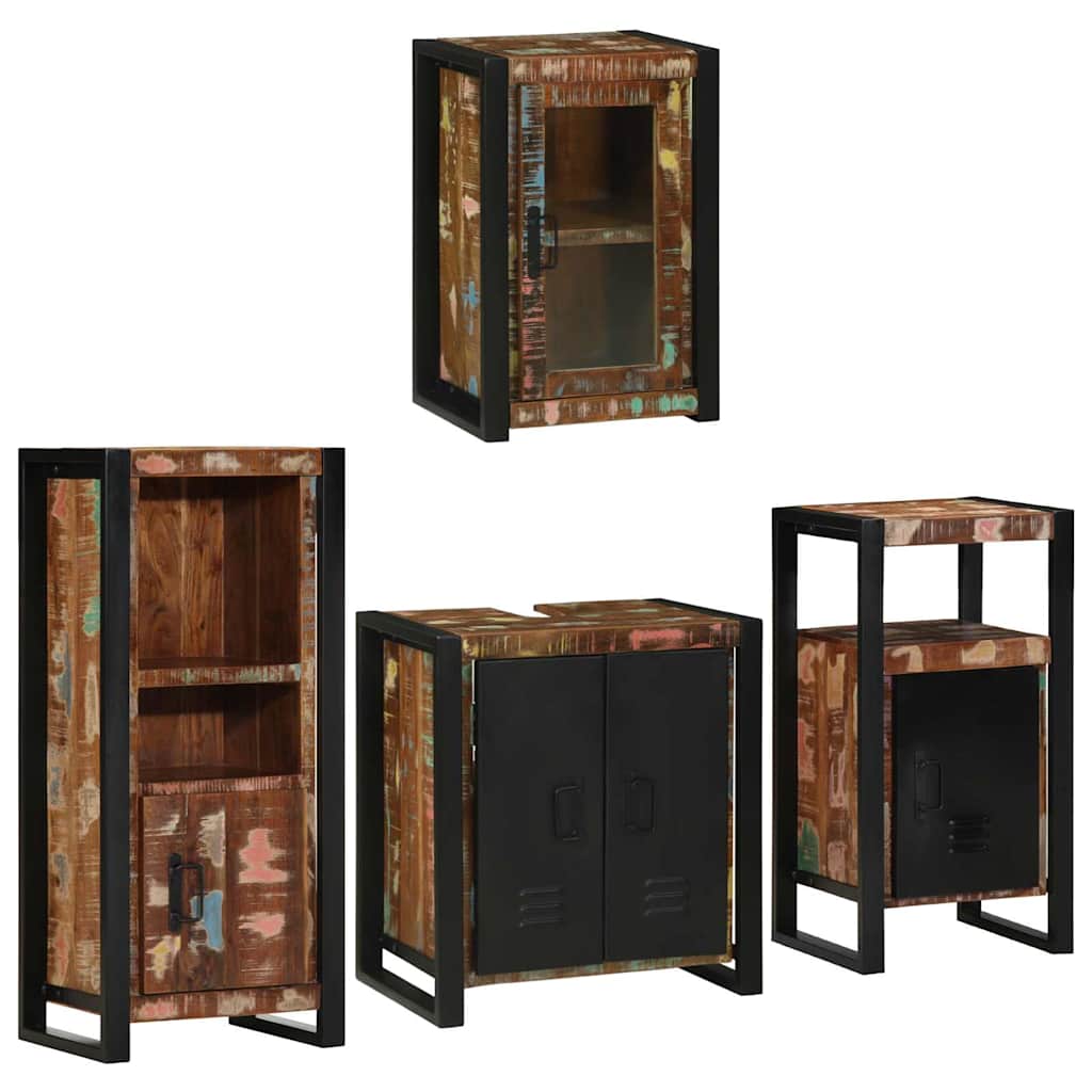 Badkamermeubelset 4 pcs Multikleur Massief gerecycled hout is nu te koop bij PeponiXL, paradijselijk wonen!