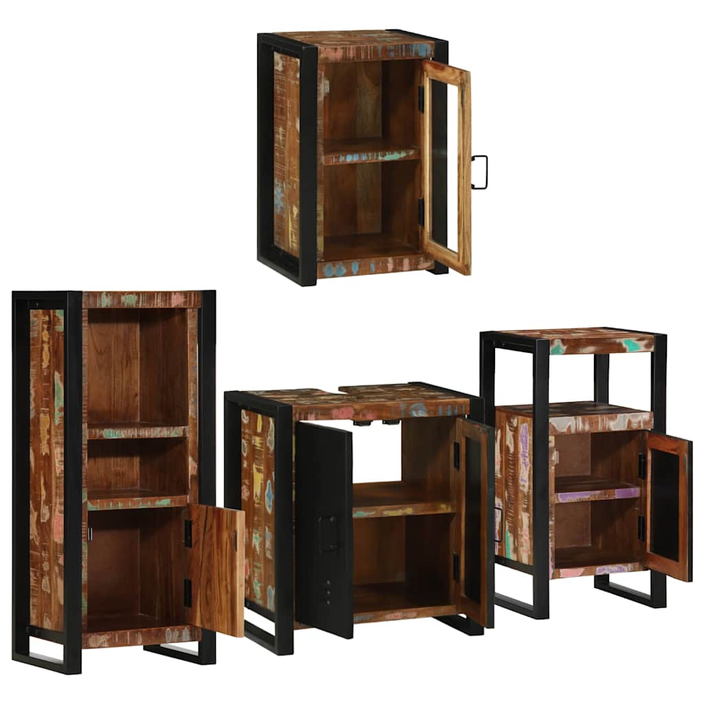 Badkamermeubelset 4 pcs Multikleur Massief gerecycled hout is nu te koop bij PeponiXL, paradijselijk wonen!