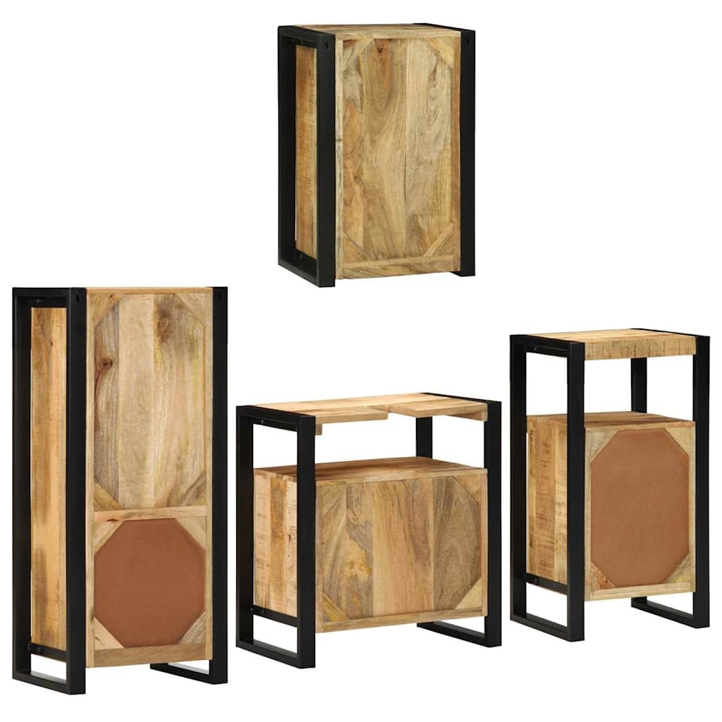 Badkamermeubelset Wandgemonteerd 4 pcs Bruin Massief Mango Hout is nu te koop bij PeponiXL, paradijselijk wonen!