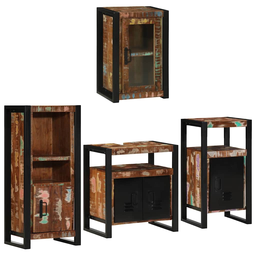Badkamermeubelset 4 pcs Multikleur Massief gerecycled hout is nu te koop bij PeponiXL, paradijselijk wonen!