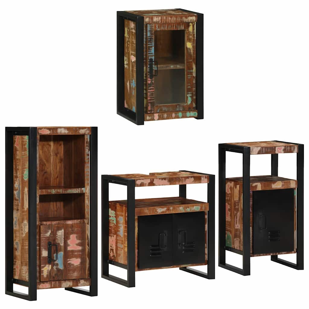 Badkamermeubelset 4 pcs Multikleur Massief gerecycled hout is nu te koop bij PeponiXL, paradijselijk wonen!