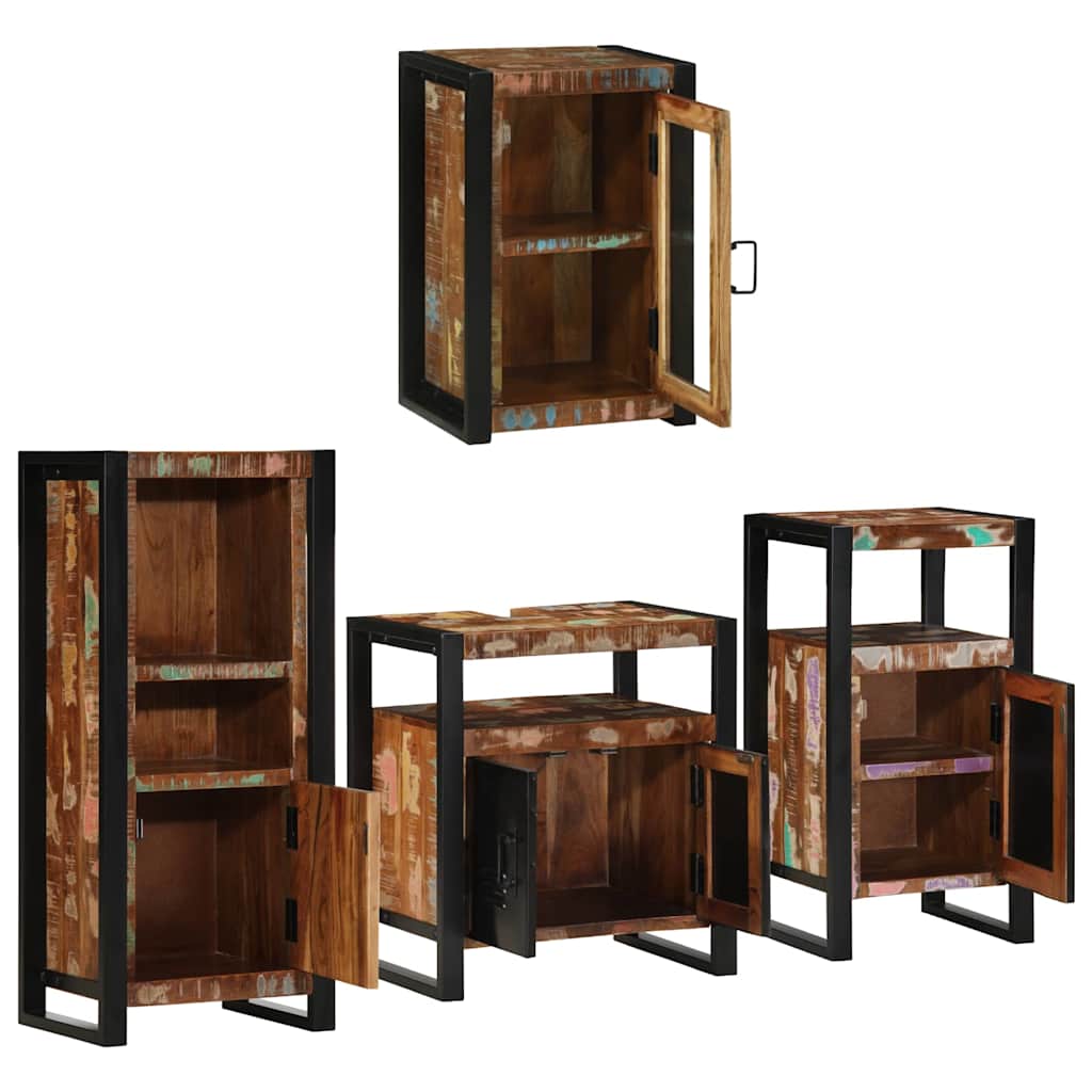 Badkamermeubelset 4 pcs Multikleur Massief gerecycled hout is nu te koop bij PeponiXL, paradijselijk wonen!