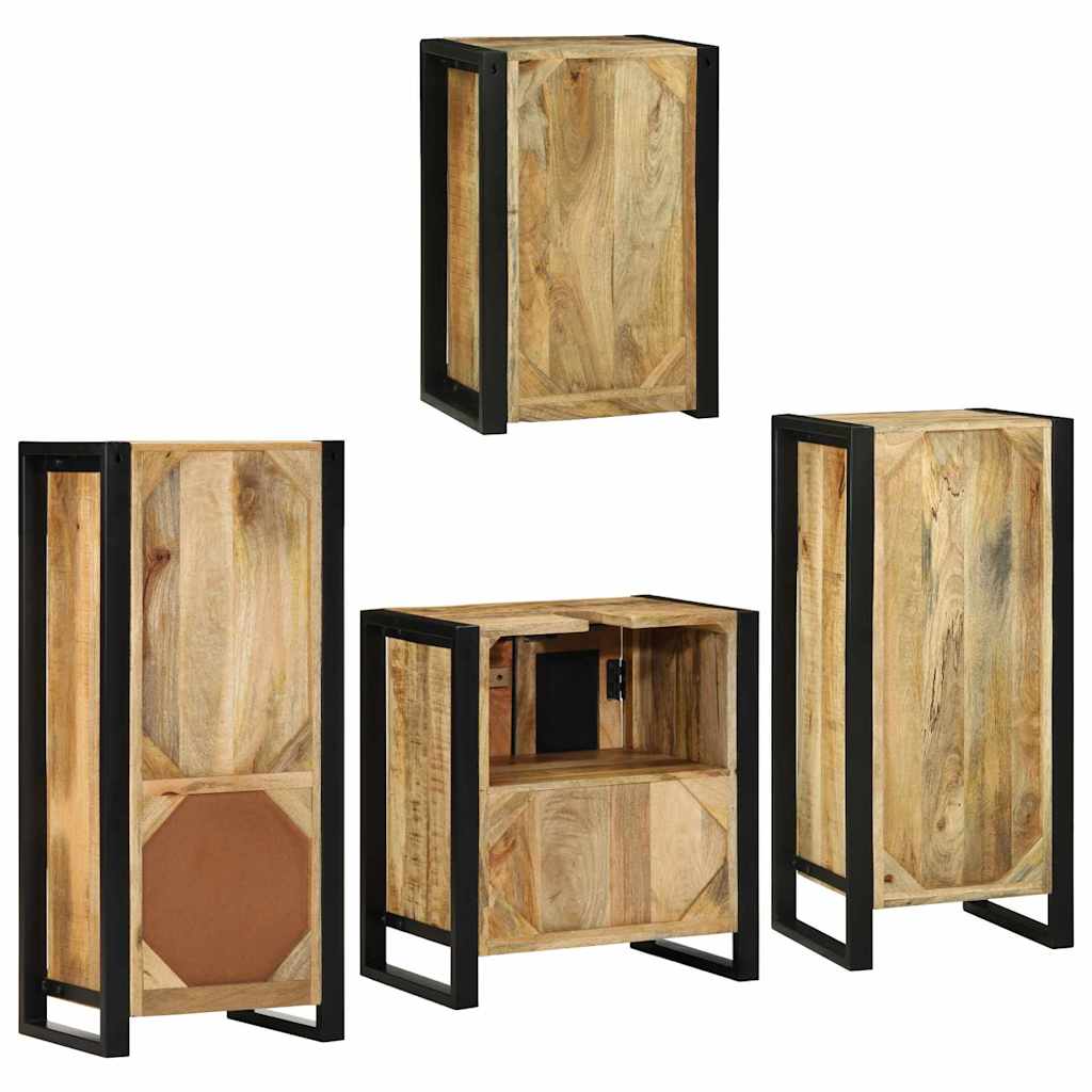 Badkamermeubelset met plank 4 pcs Bruin Massief Mango Hout is nu te koop bij PeponiXL, paradijselijk wonen!
