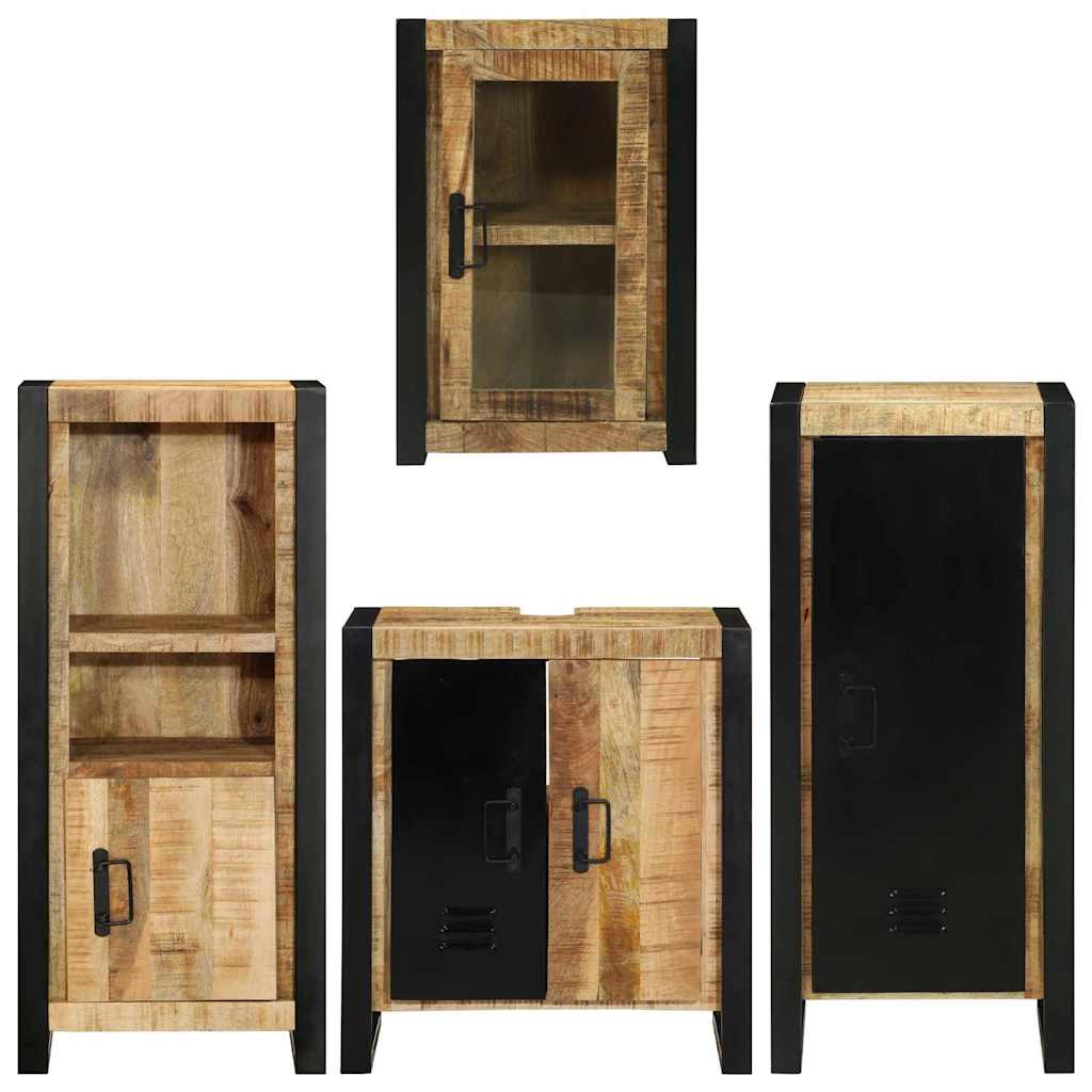 Badkamermeubelset met plank 4 pcs Bruin Massief Mango Hout is nu te koop bij PeponiXL, paradijselijk wonen!