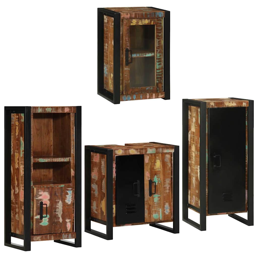 Badkamermeubelset 4 pcs Multikleur Massief gerecycled hout is nu te koop bij PeponiXL, paradijselijk wonen!