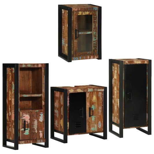 Badkamermeubelset 4 pcs Multikleur Massief gerecycled hout is nu te koop bij PeponiXL, paradijselijk wonen!