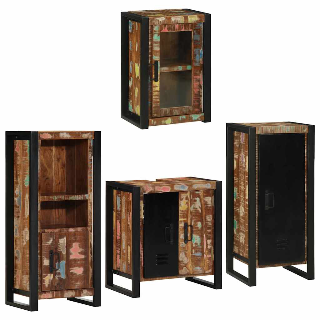 Badkamermeubelset 4 pcs Multikleur Massief gerecycled hout is nu te koop bij PeponiXL, paradijselijk wonen!