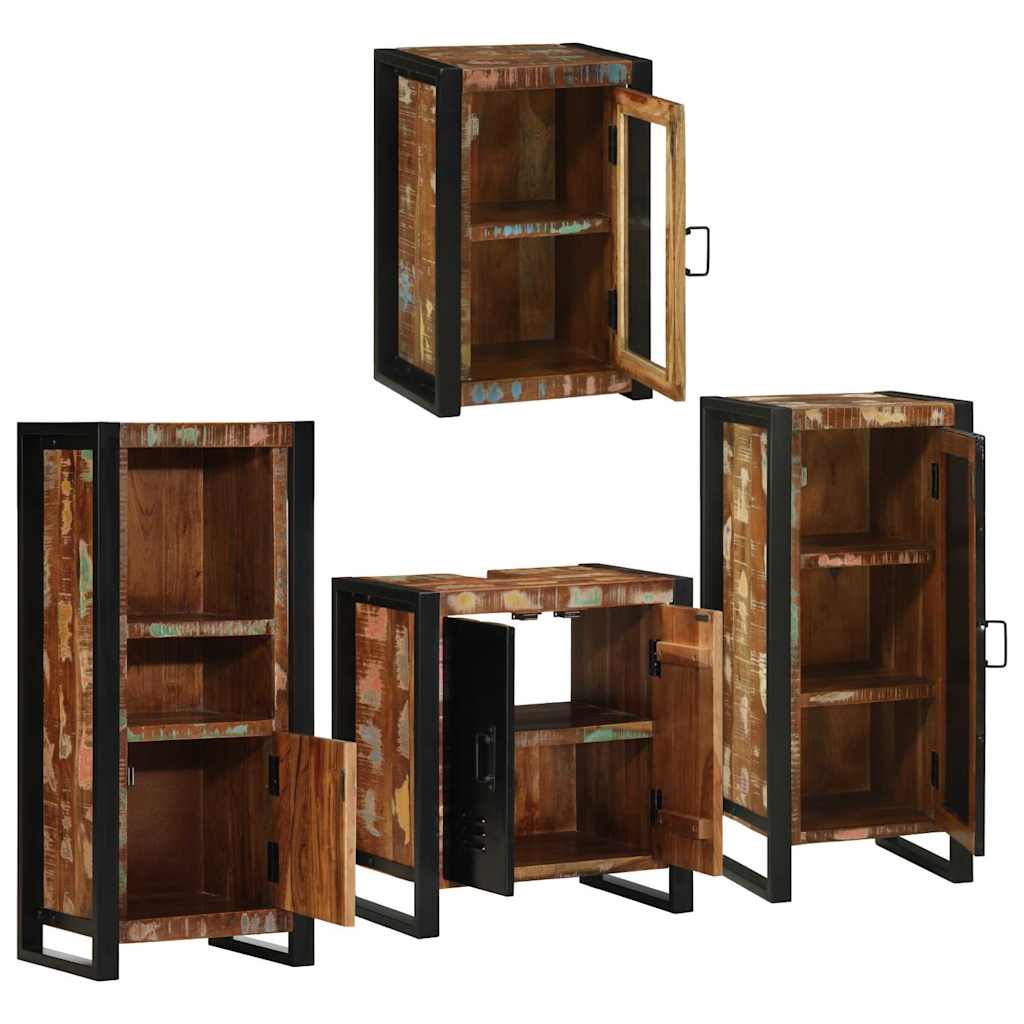 Badkamermeubelset 4 pcs Multikleur Massief gerecycled hout is nu te koop bij PeponiXL, paradijselijk wonen!