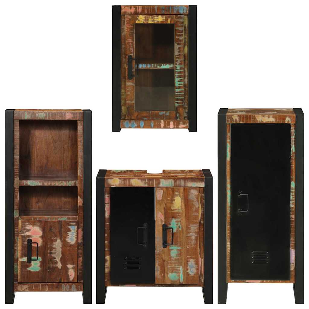 Badkamermeubelset 4 pcs Multikleur Massief gerecycled hout is nu te koop bij PeponiXL, paradijselijk wonen!
