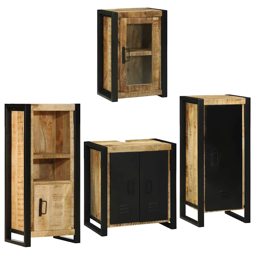 Badkamermeubelset met plank 4 pcs Bruin Massief Mango Hout is nu te koop bij PeponiXL, paradijselijk wonen!