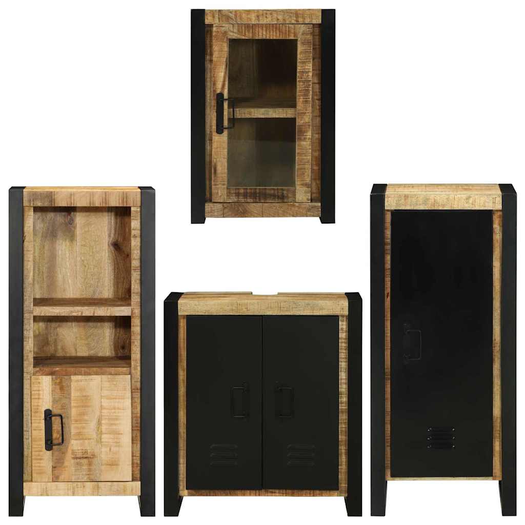 Badkamermeubelset met plank 4 pcs Bruin Massief Mango Hout is nu te koop bij PeponiXL, paradijselijk wonen!
