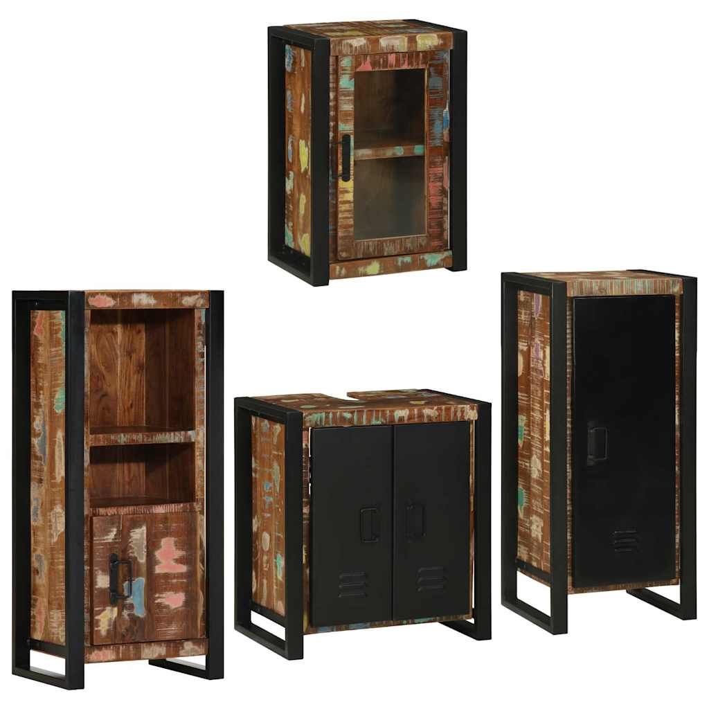 Badkamermeubelset 4 pcs Multikleur Massief gerecycled hout is nu te koop bij PeponiXL, paradijselijk wonen!