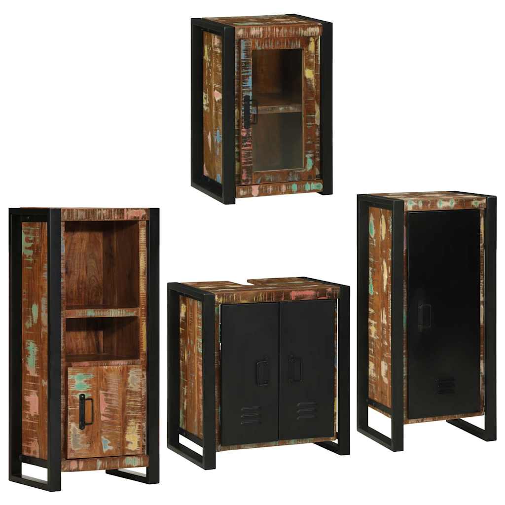 Badkamermeubelset 4 pcs Multikleur Massief gerecycled hout is nu te koop bij PeponiXL, paradijselijk wonen!