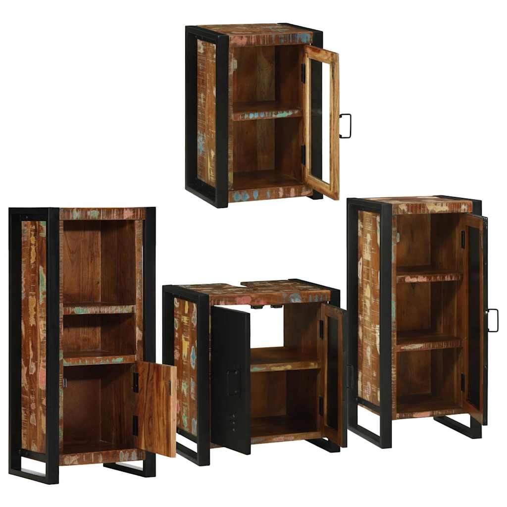 Badkamermeubelset 4 pcs Multikleur Massief gerecycled hout is nu te koop bij PeponiXL, paradijselijk wonen!