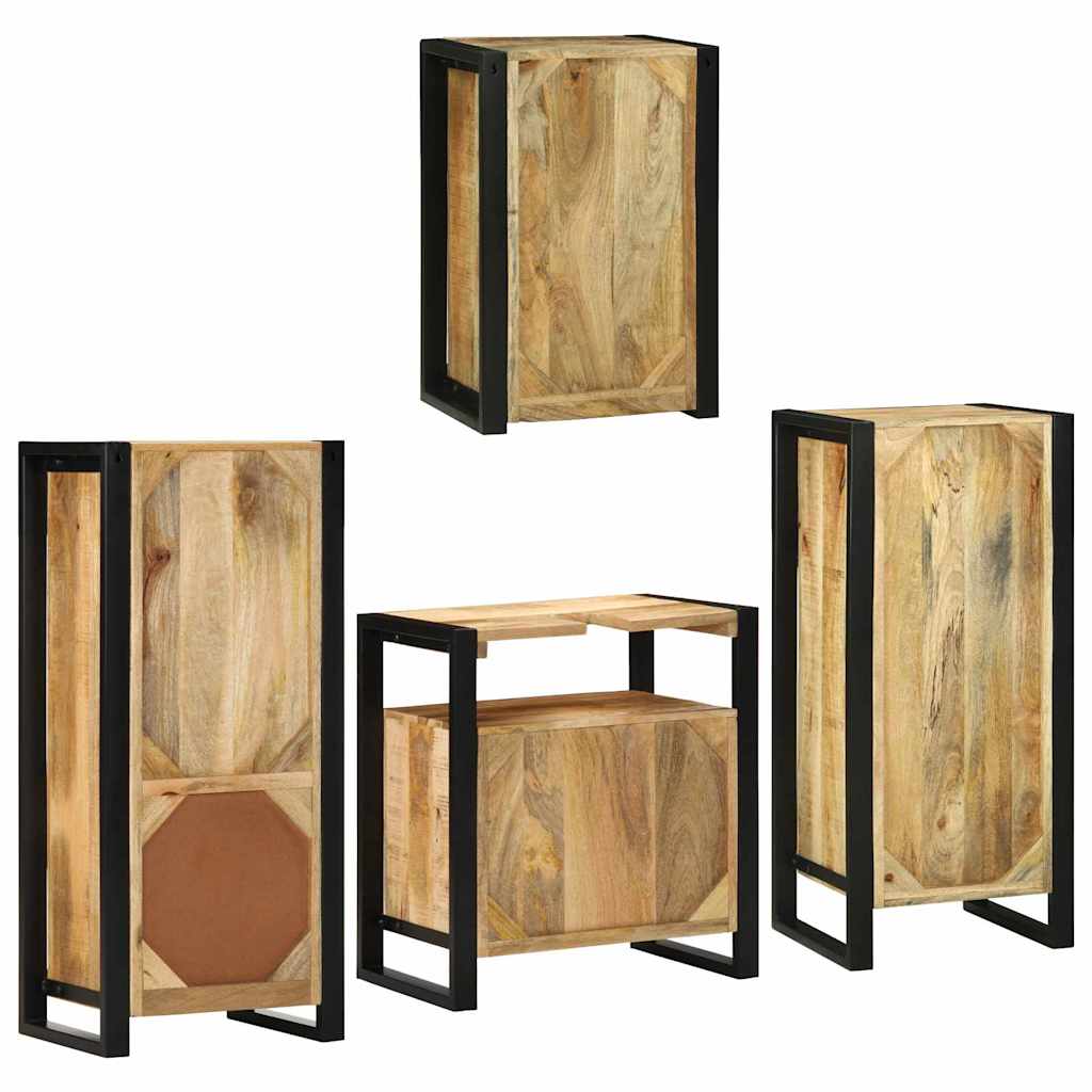 Badkamermeubelset met plank 4 pcs Bruin Massief Mango Hout is nu te koop bij PeponiXL, paradijselijk wonen!