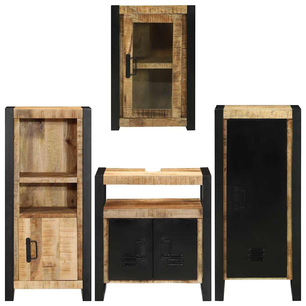 Badkamermeubelset met plank 4 pcs Bruin Massief Mango Hout is nu te koop bij PeponiXL, paradijselijk wonen!
