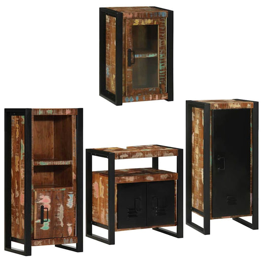 Badkamermeubelset 4 pcs Multikleur Massief gerecycled hout is nu te koop bij PeponiXL, paradijselijk wonen!