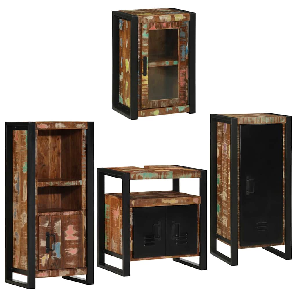 Badkamermeubelset 4 pcs Multikleur Massief gerecycled hout is nu te koop bij PeponiXL, paradijselijk wonen!