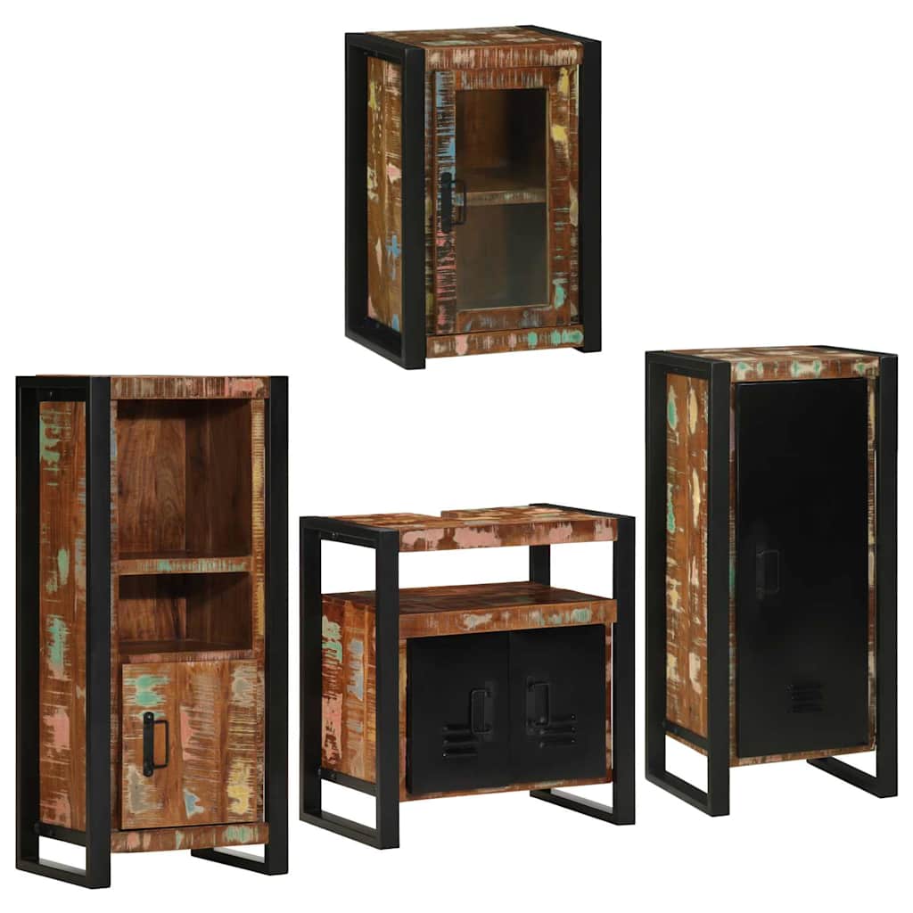Badkamermeubelset 4 pcs Multikleur Massief gerecycled hout is nu te koop bij PeponiXL, paradijselijk wonen!