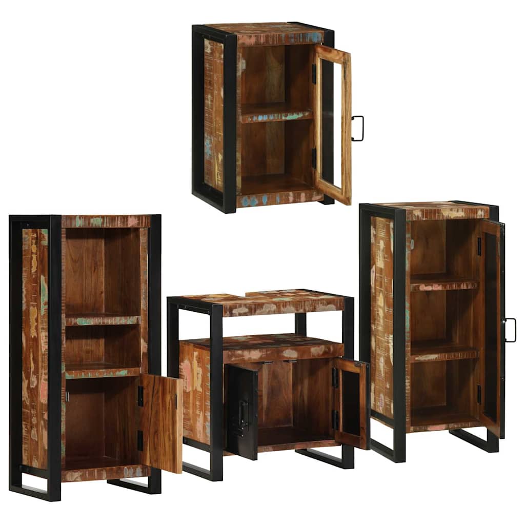 Badkamermeubelset 4 pcs Multikleur Massief gerecycled hout is nu te koop bij PeponiXL, paradijselijk wonen!