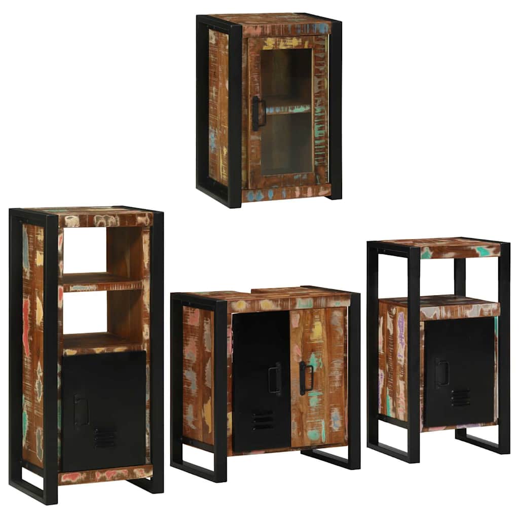 Badkamermeubelset 4 pcs Multikleur Massief gerecycled hout is nu te koop bij PeponiXL, paradijselijk wonen!