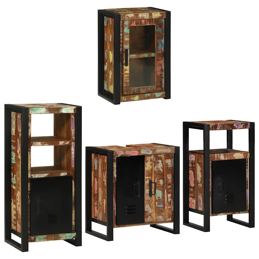 Badkamermeubelset 4 pcs Multikleur Massief gerecycled hout is nu te koop bij PeponiXL, paradijselijk wonen!