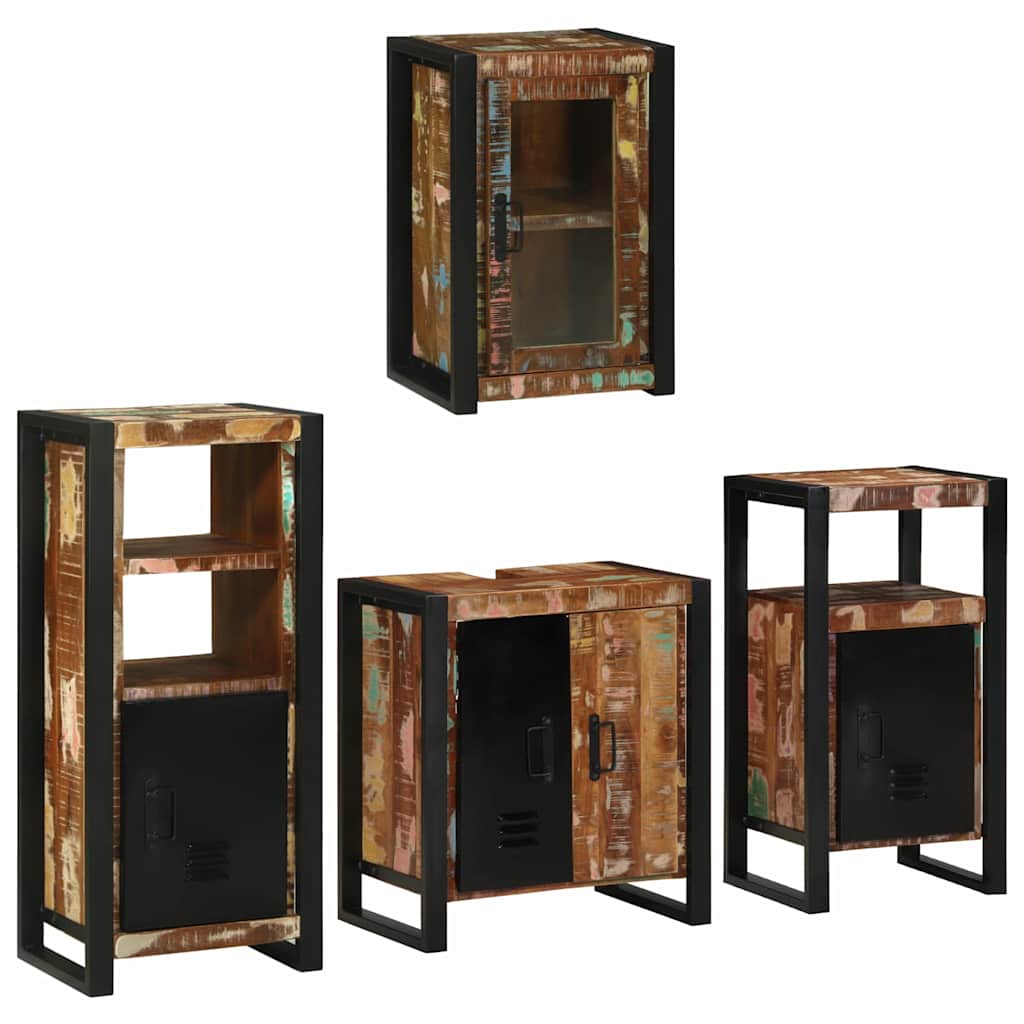 Badkamermeubelset 4 pcs Multikleur Massief gerecycled hout is nu te koop bij PeponiXL, paradijselijk wonen!