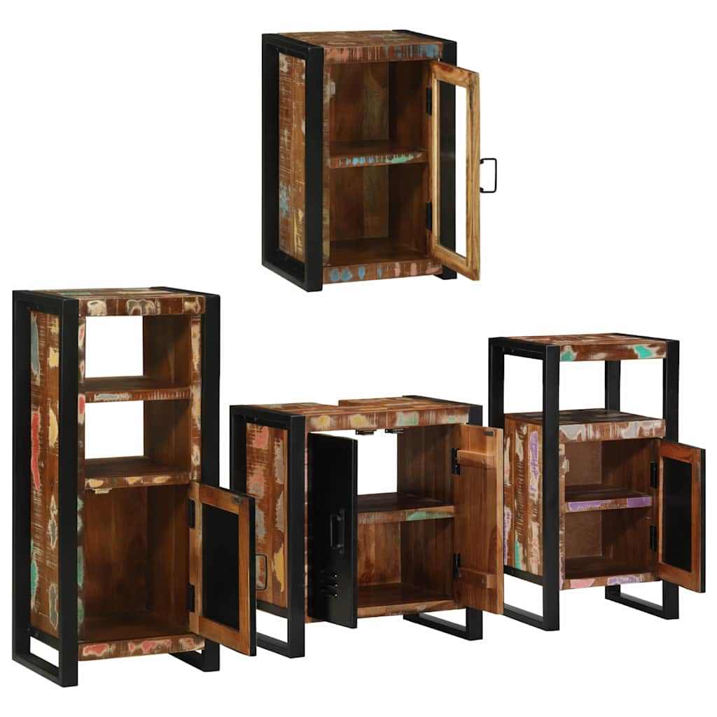 Badkamermeubelset 4 pcs Multikleur Massief gerecycled hout is nu te koop bij PeponiXL, paradijselijk wonen!