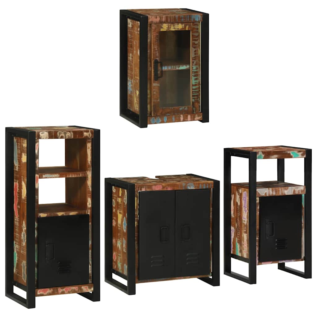 Badkamermeubelset 4 pcs Multikleur Massief gerecycled hout is nu te koop bij PeponiXL, paradijselijk wonen!